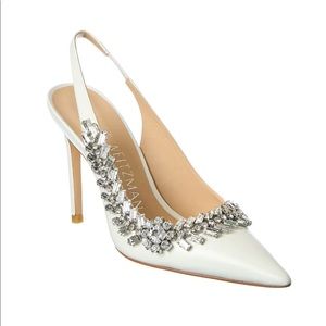 Stuart Weitzman Promise 100 Leather Embellished Slingback Pumps